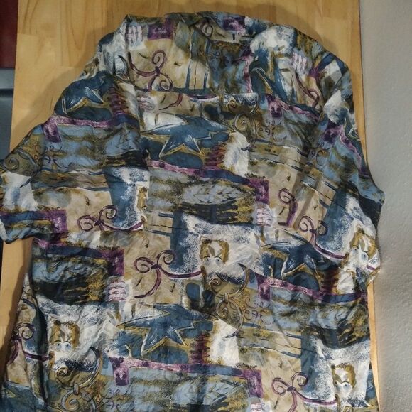 Vintage Robert Stock Abstract Pattern Silk Shirt - Picture 4 of 8
